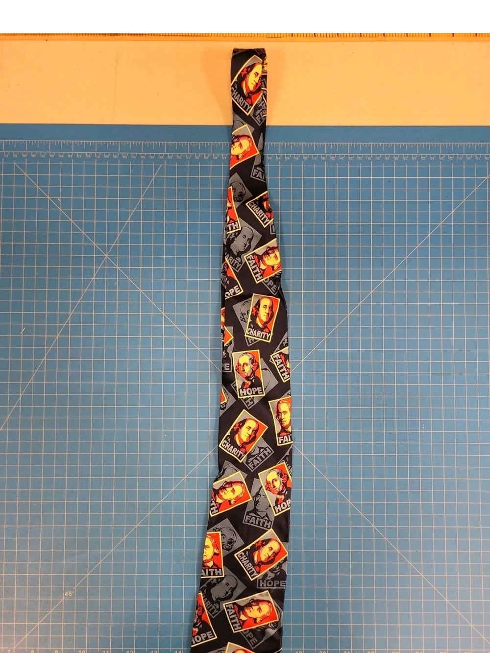 Glenn Beck Collection Silk Tie Men Founding Fathers Faith Hope Charity Navy Blue